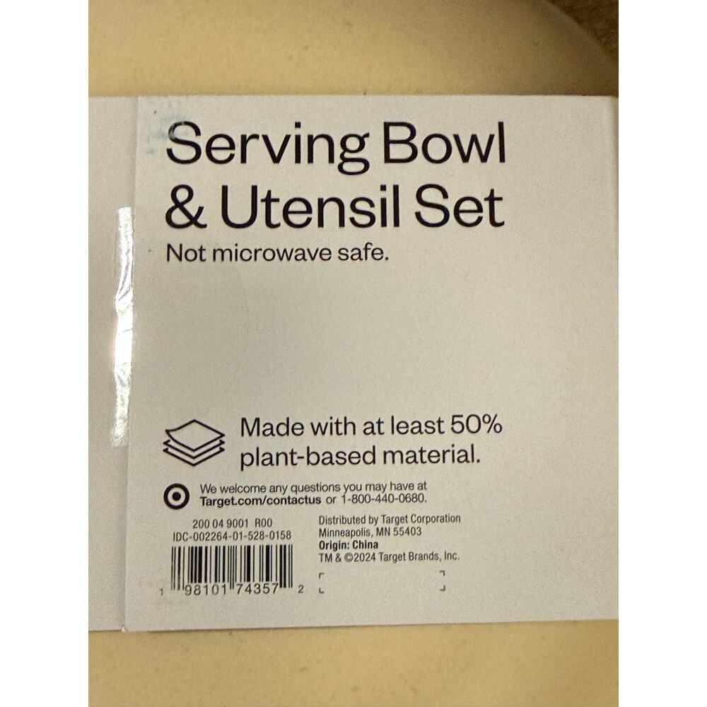Room essential Serving Bowl w/ Utensils AND 12pk  Matching Melamine Salad Plates - Picture 8 of 8